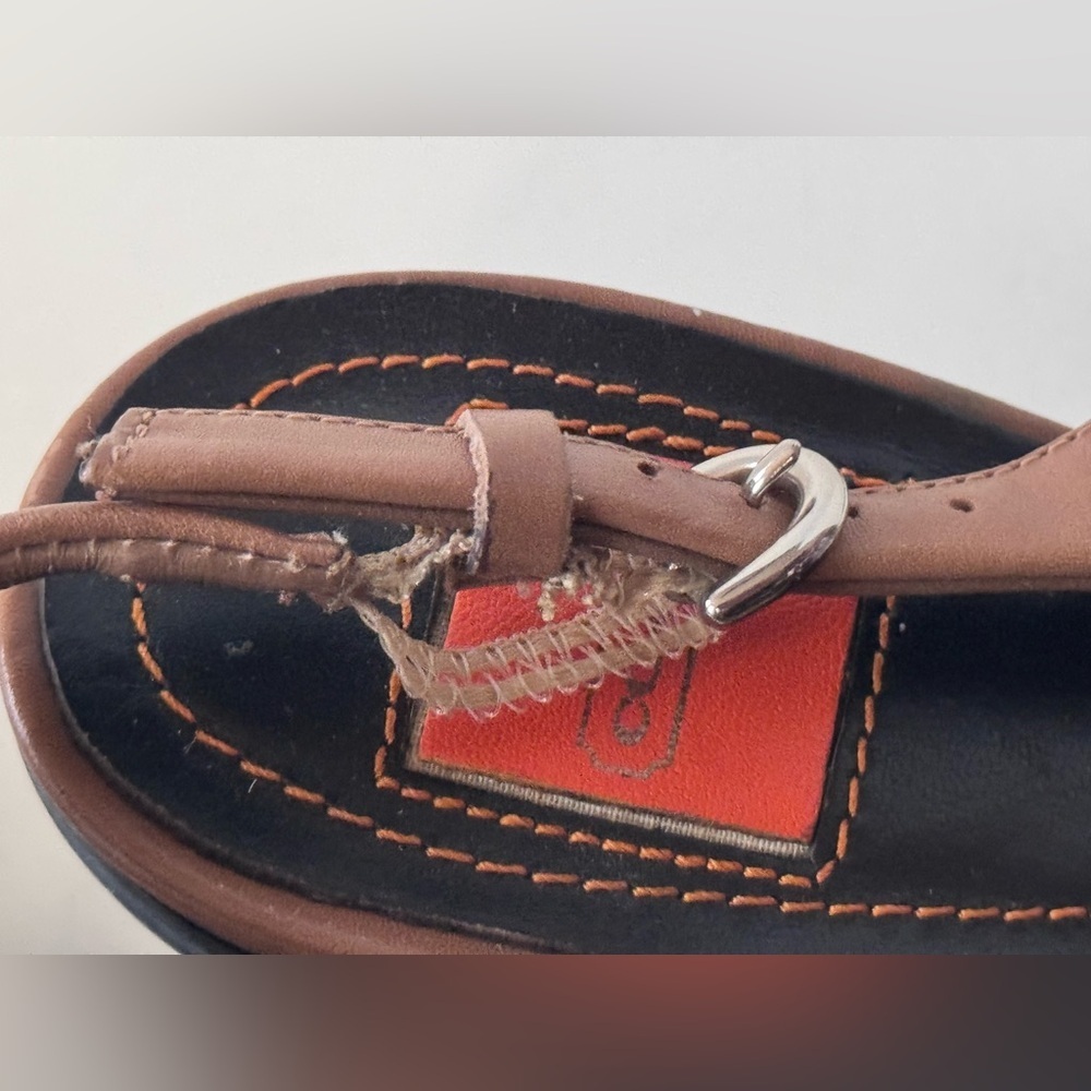 Vintage Coach Starr Tan Leather Buckle Slingback Kitten Heels Size 6 - Picture 11 of 12
